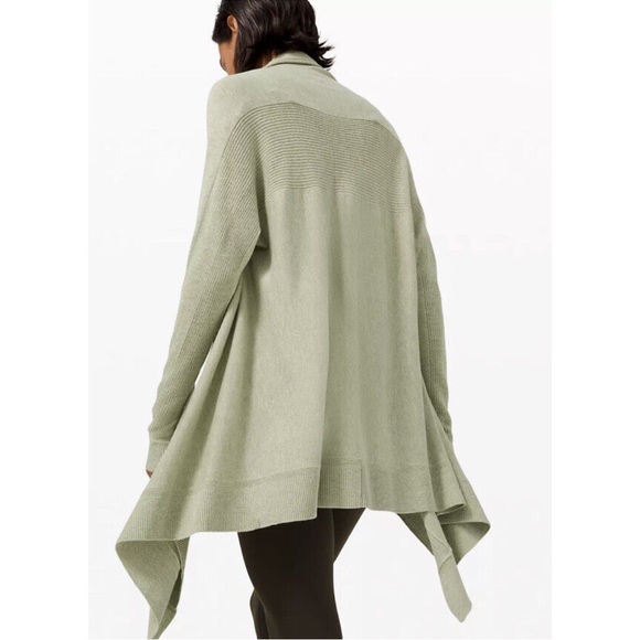 Lululemon Cashlu Knit Wrap Womens Rosemary Green Open Front Waterfall Size M/L - Picture 7 of 7